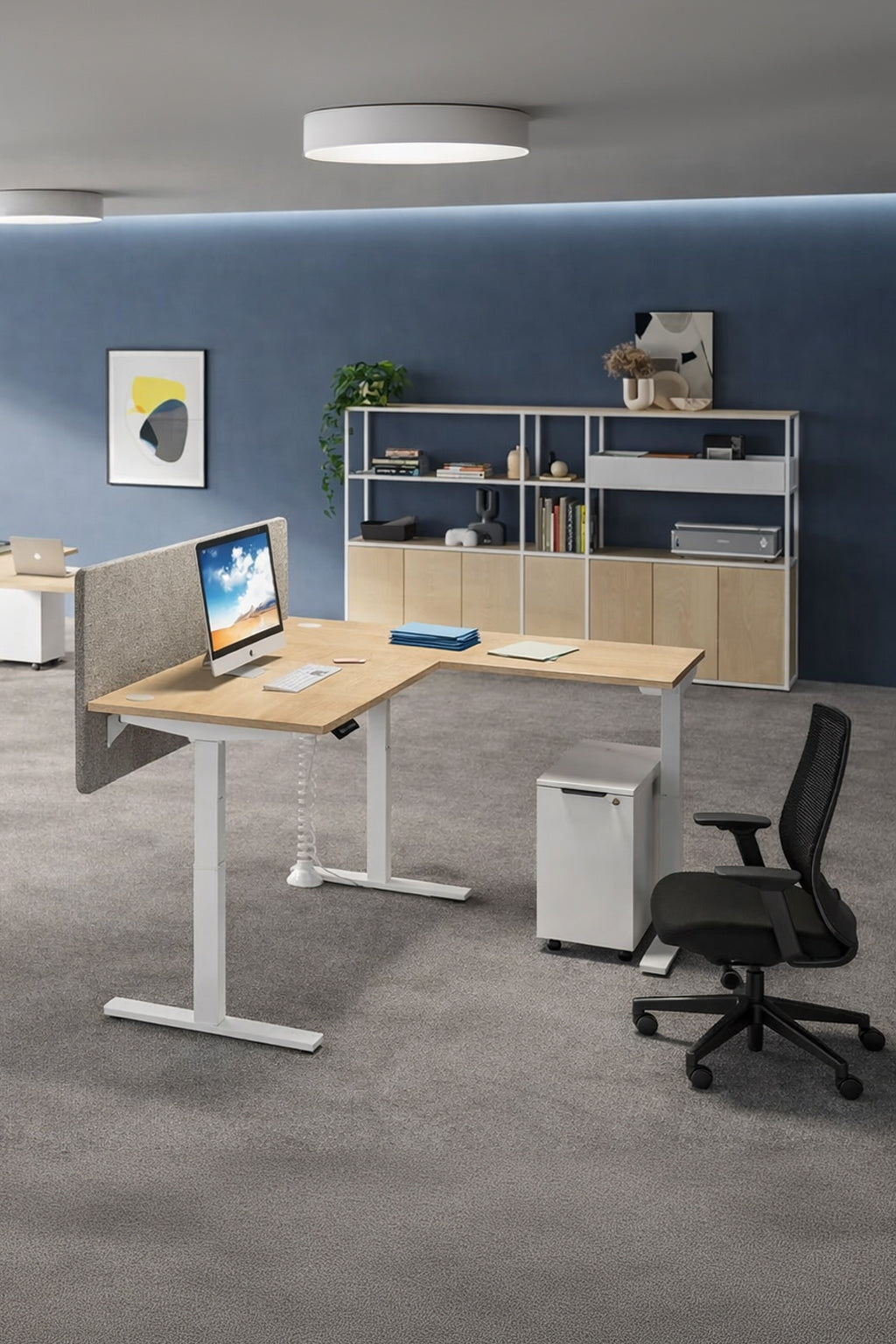 Bureau assis-debout électrique Top & Down avec retour – 2 moteurs