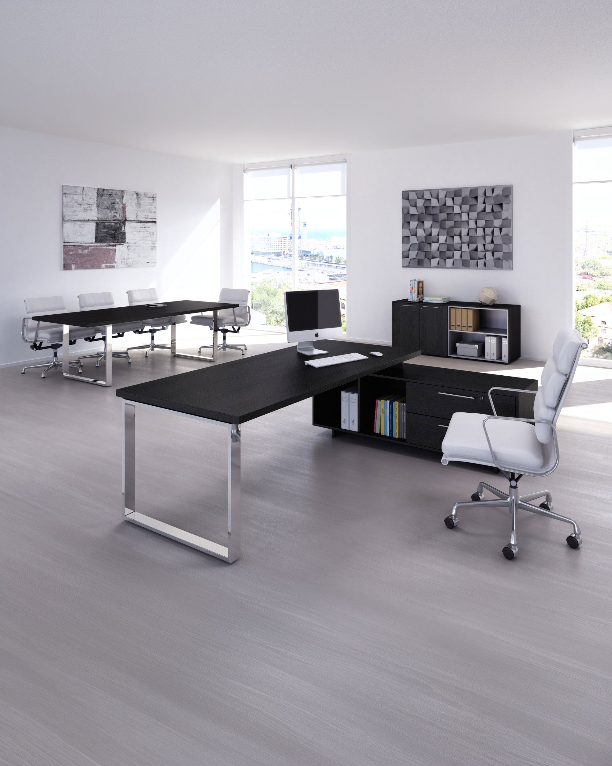 Bureau de direction Flora sur console - Pieds métal chromés