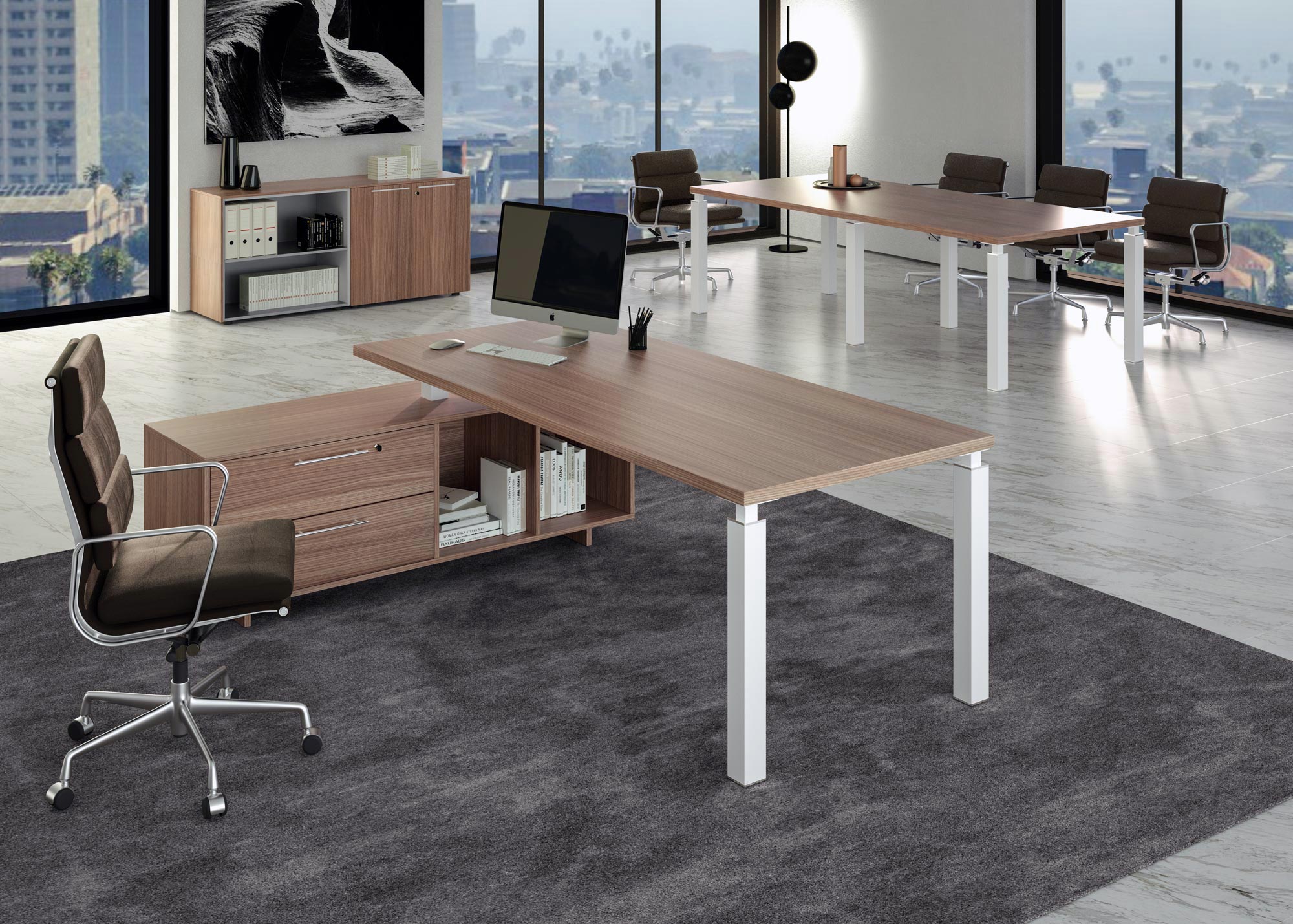 Bureau de direction Quatro sur console – Design italien & rangement intégré