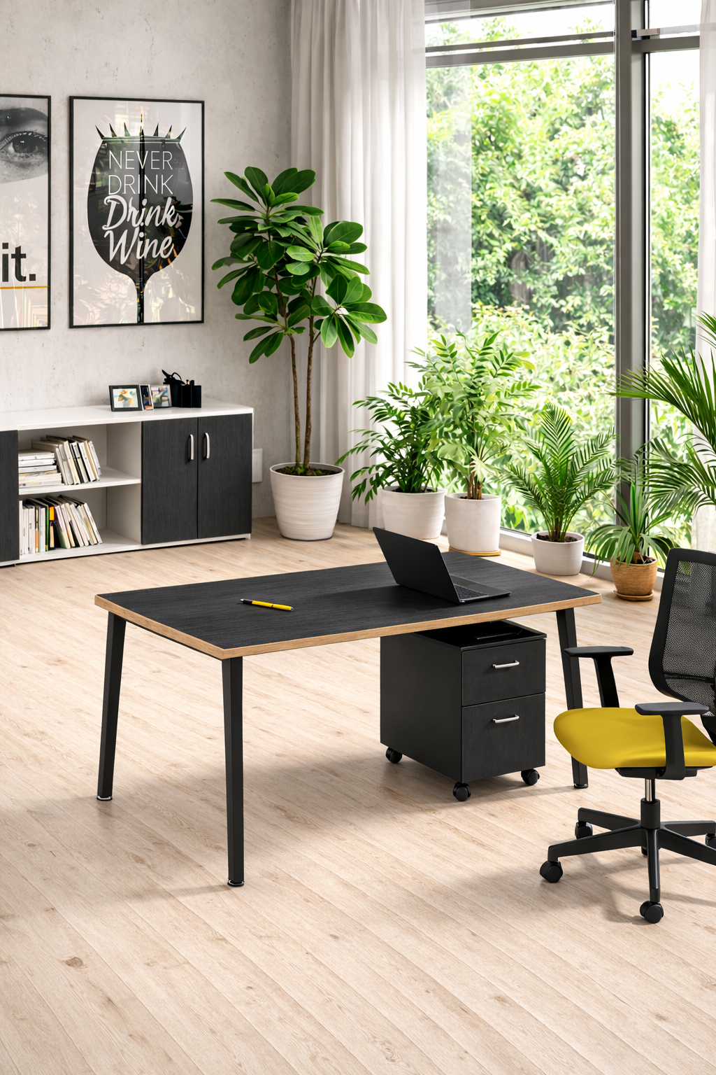 Bureau professionnel Nature Métal – Design scandinave, bureau droit