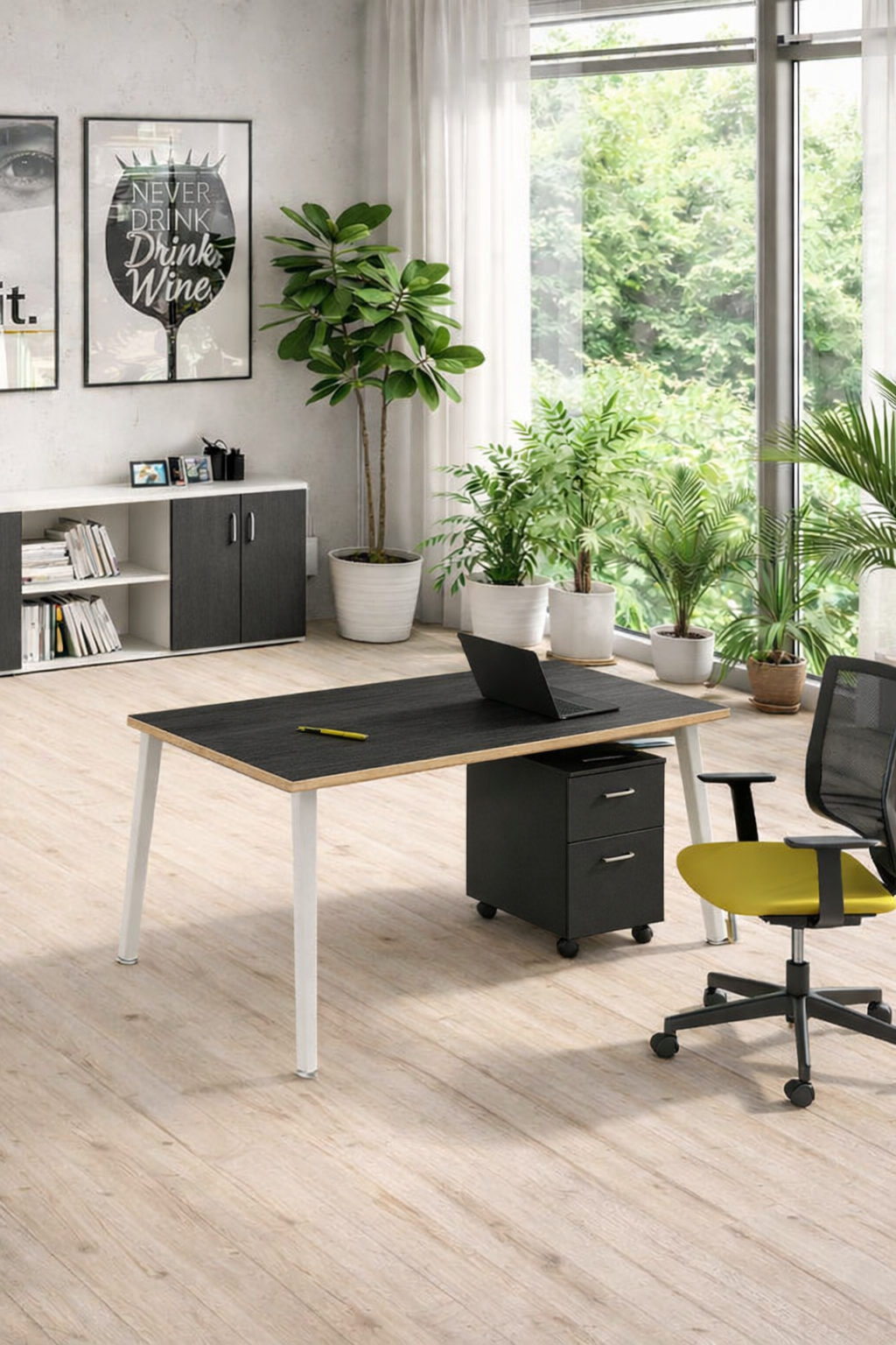 Bureau professionnel Nature Métal – Design scandinave, bureau droit