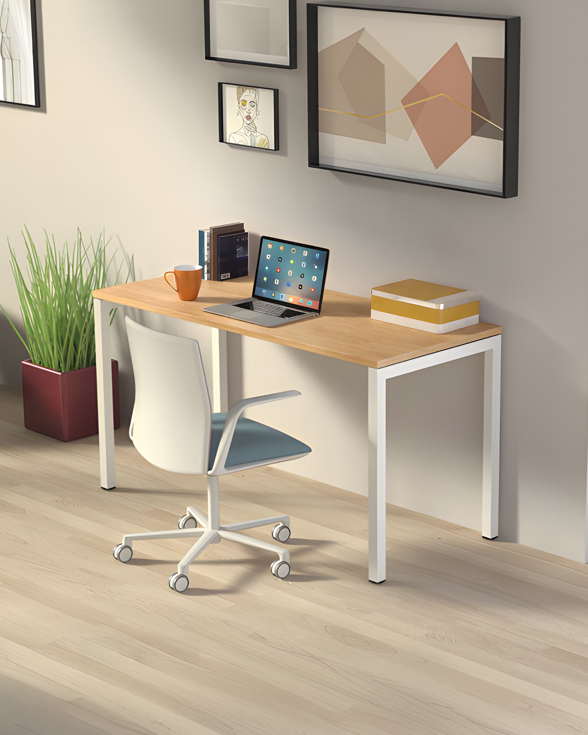 Bureau individuel Budget Plus – Profondeur 60 cm – Plateau antibactérien