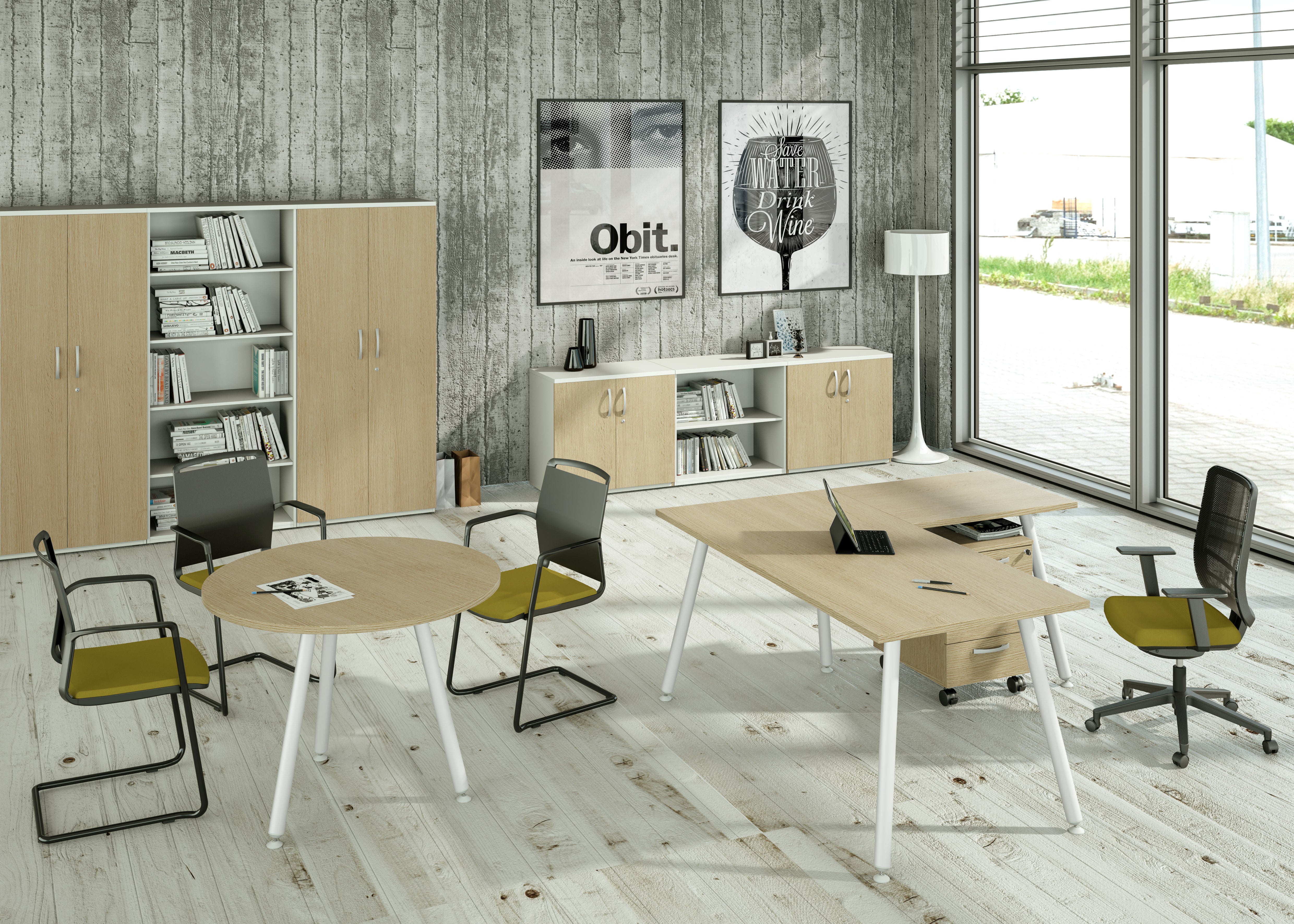 Bureau professionnel Nature Métal – Design scandinave, bureau droit