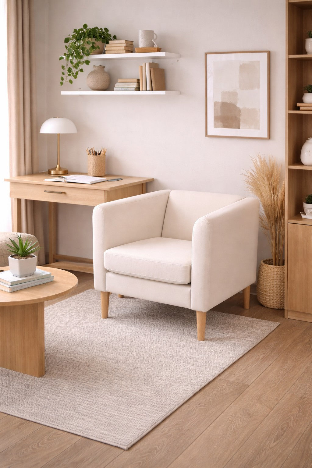 Fauteuil d'accueil Kanto pieds bois – Design Scandinave