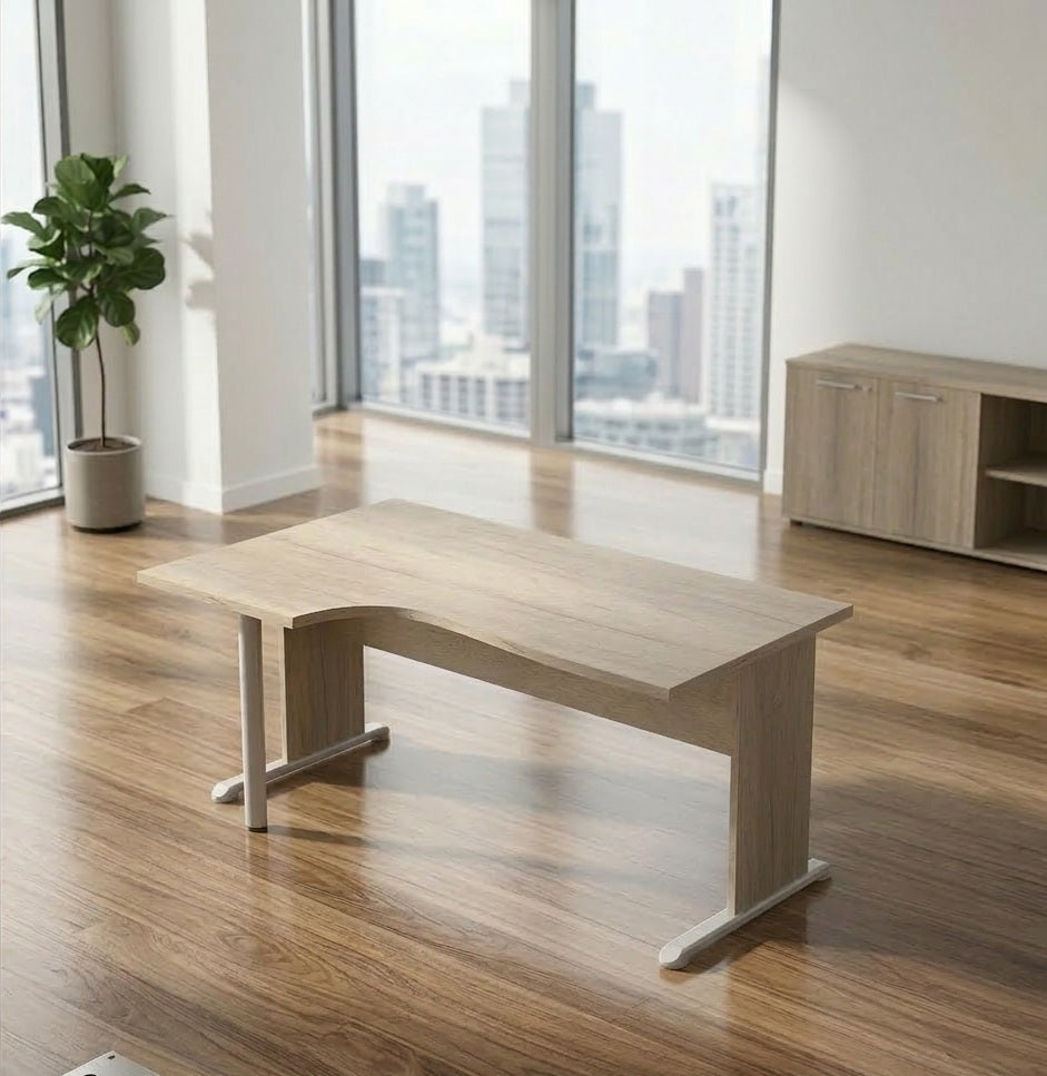 Solution de Bureau Compact Budget pieds L – Bureau & Caisson Associé