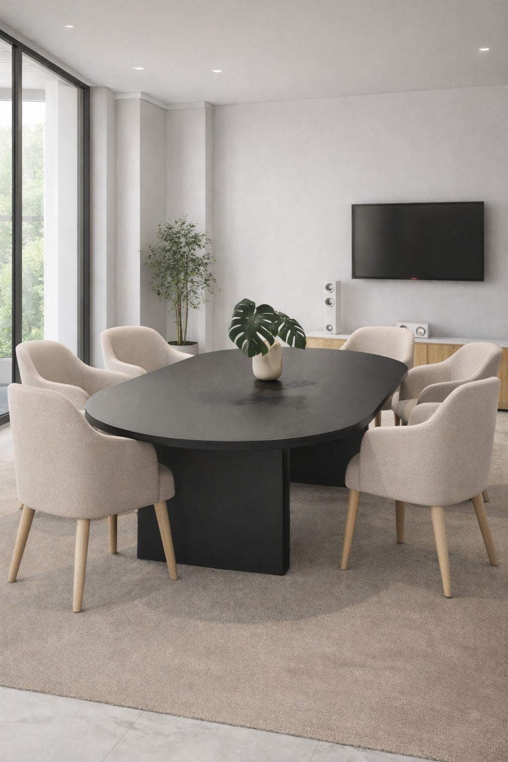 Table de réunion ovale professionnelle Olympe – Grande capacité 12 à 24 personnes