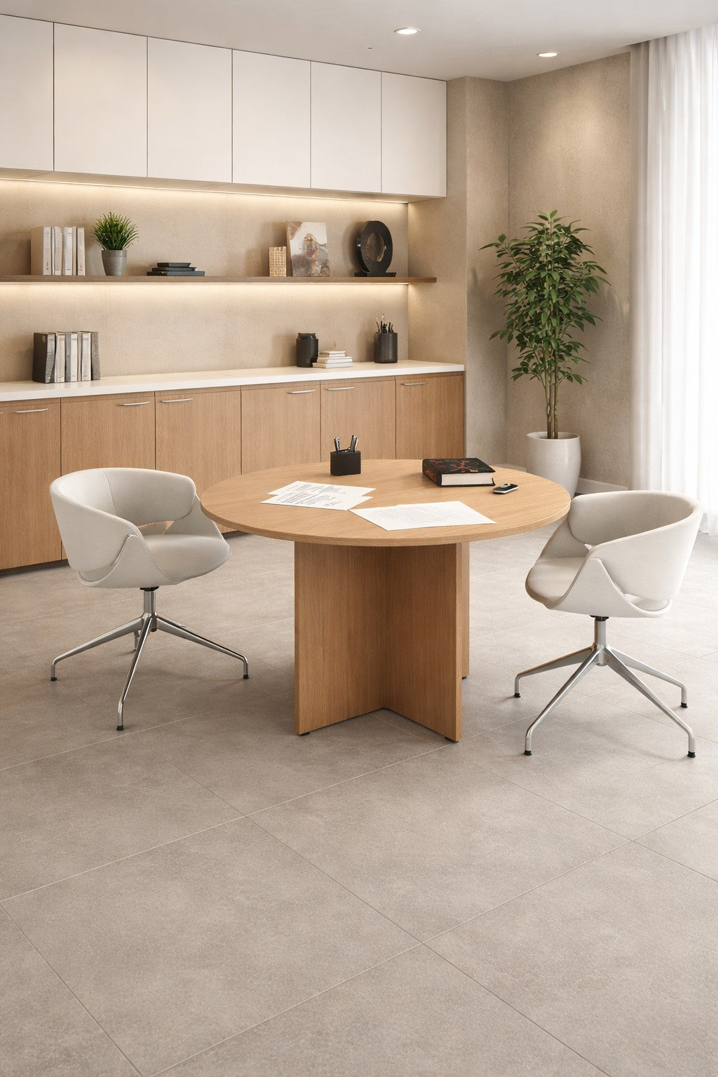 Table de réunion professionnelle ronde 4 personnes – Gamme Budget