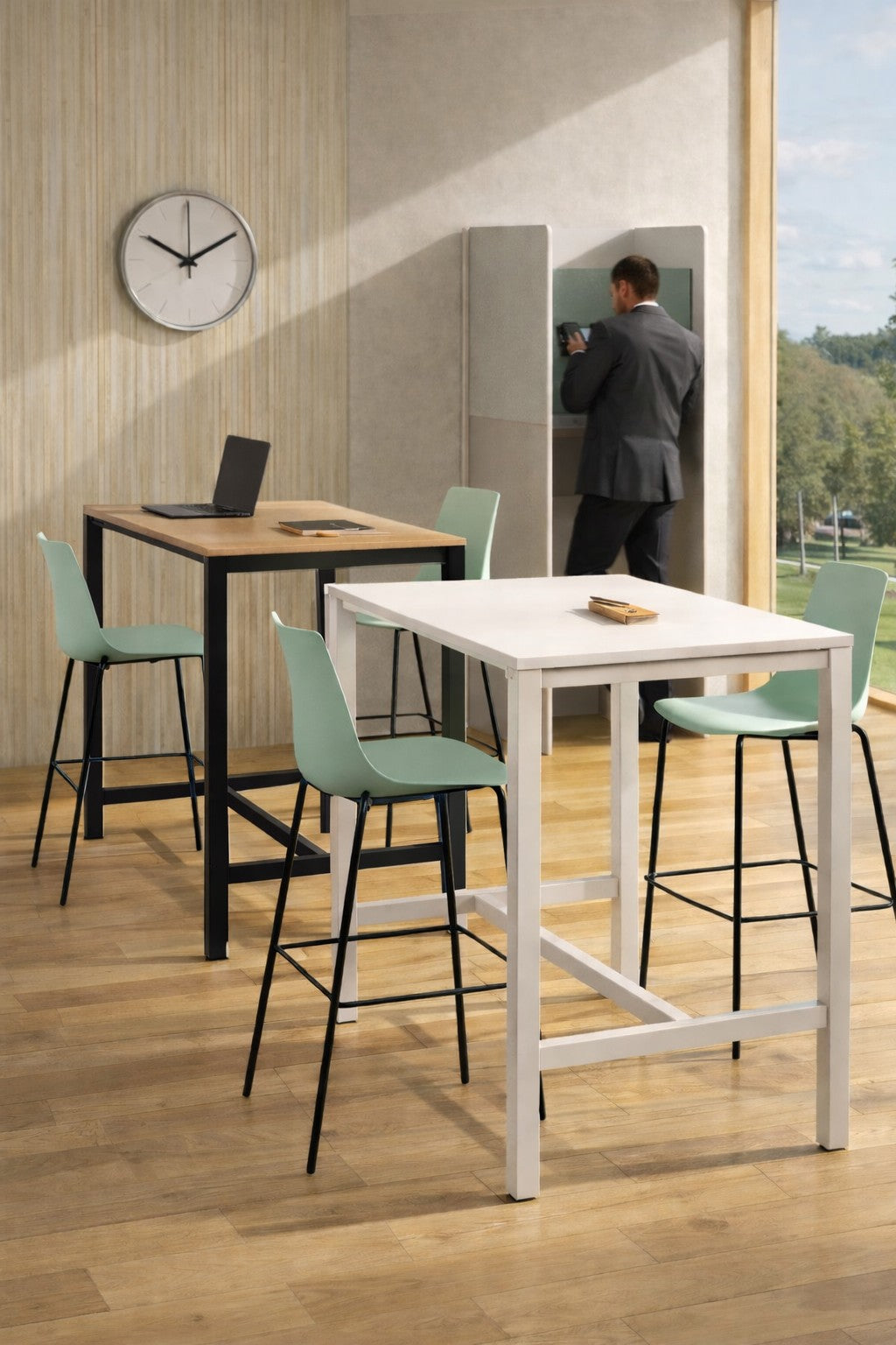 Table haute rectangulaire Astral pour espaces collaboratifs – 4 à 8 personnes
