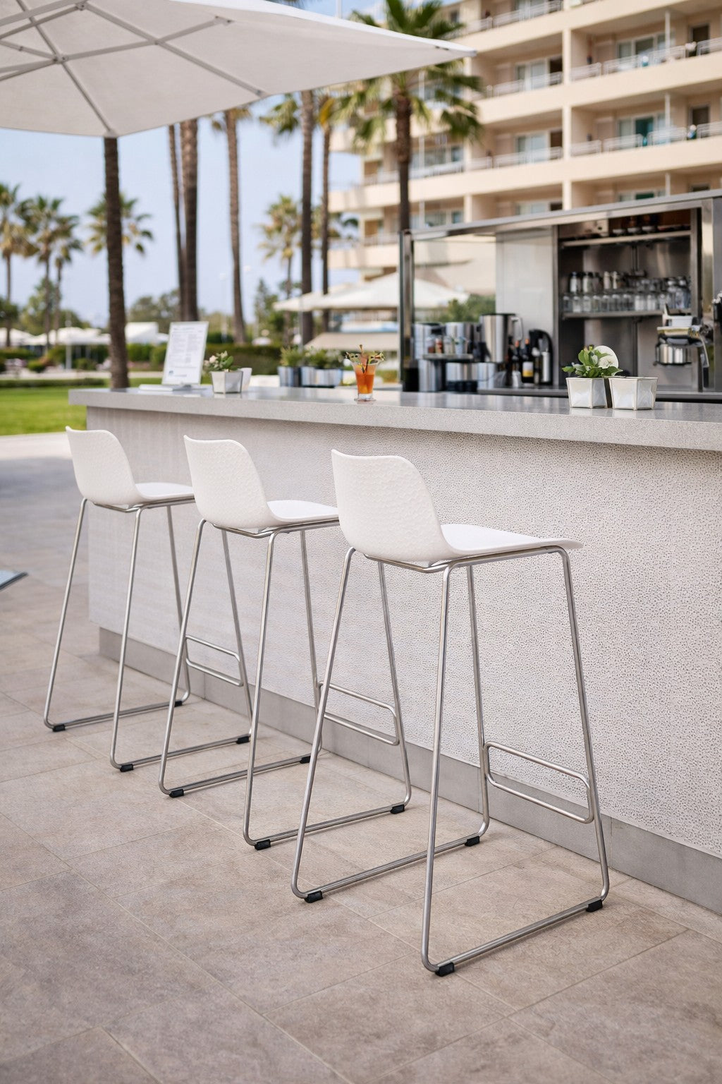 Tabouret haut Pictor - Design Professionnel Polypropylène et Piétement Métal