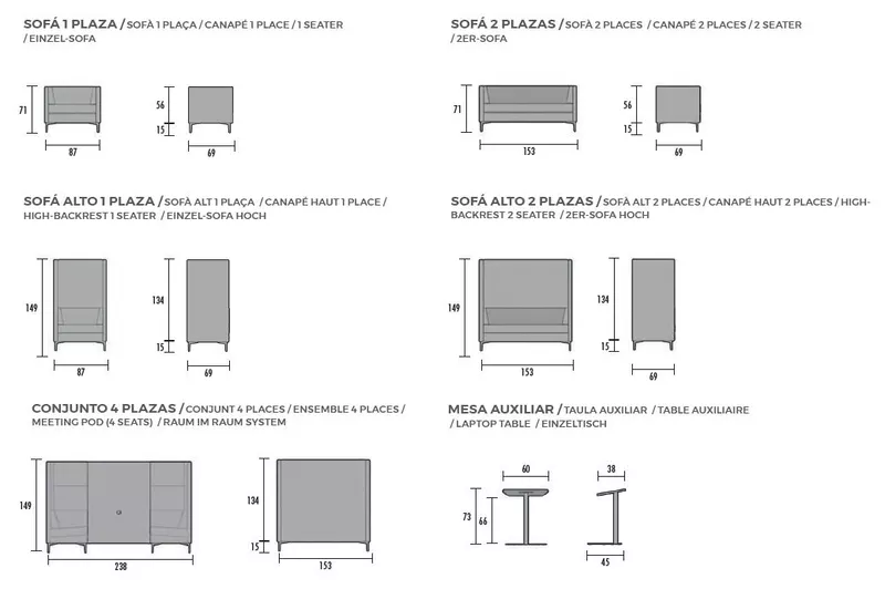 Ensemble de canapés et fauteuil acoustiques HUSH