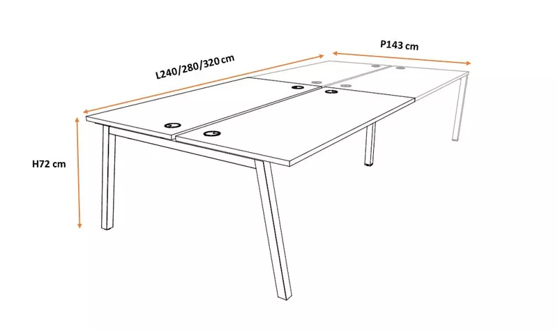 Bureau Bench 4 pers ATMOSPHERIC Prof.70 cm