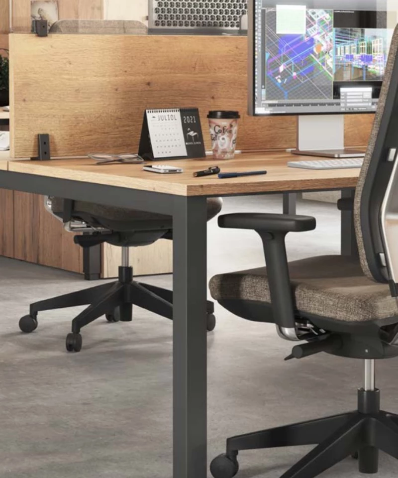 Bureau bench Tempo pour 2 personnes avec top access central 