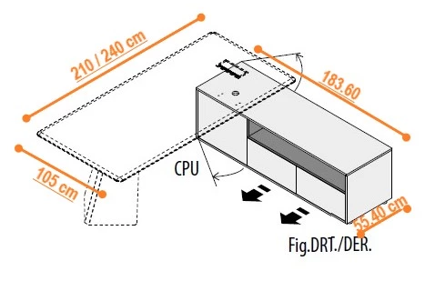 Bureau de direction sur crédence Unique avec insert 3D Foil