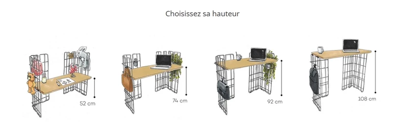 Bureau Fil d'Acier modulable