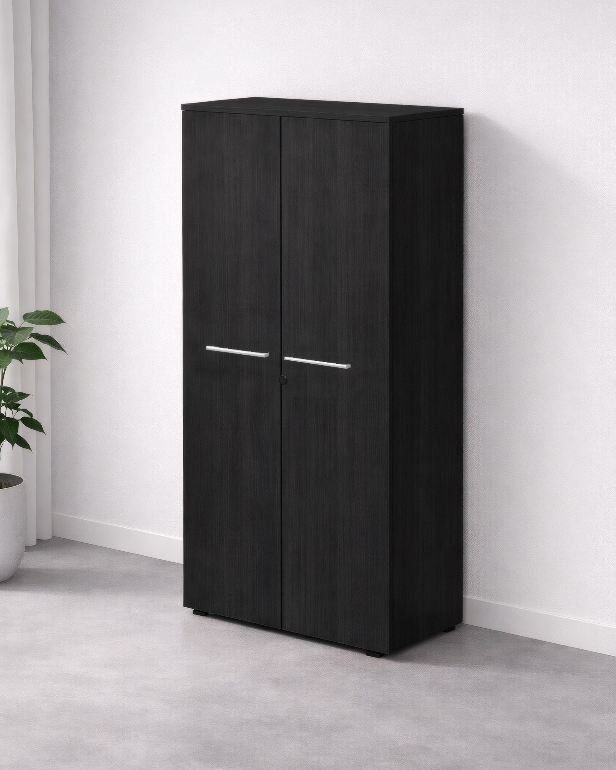 Armoire haute de bureau professionnelle Flora – Rangement bois à portes battantes