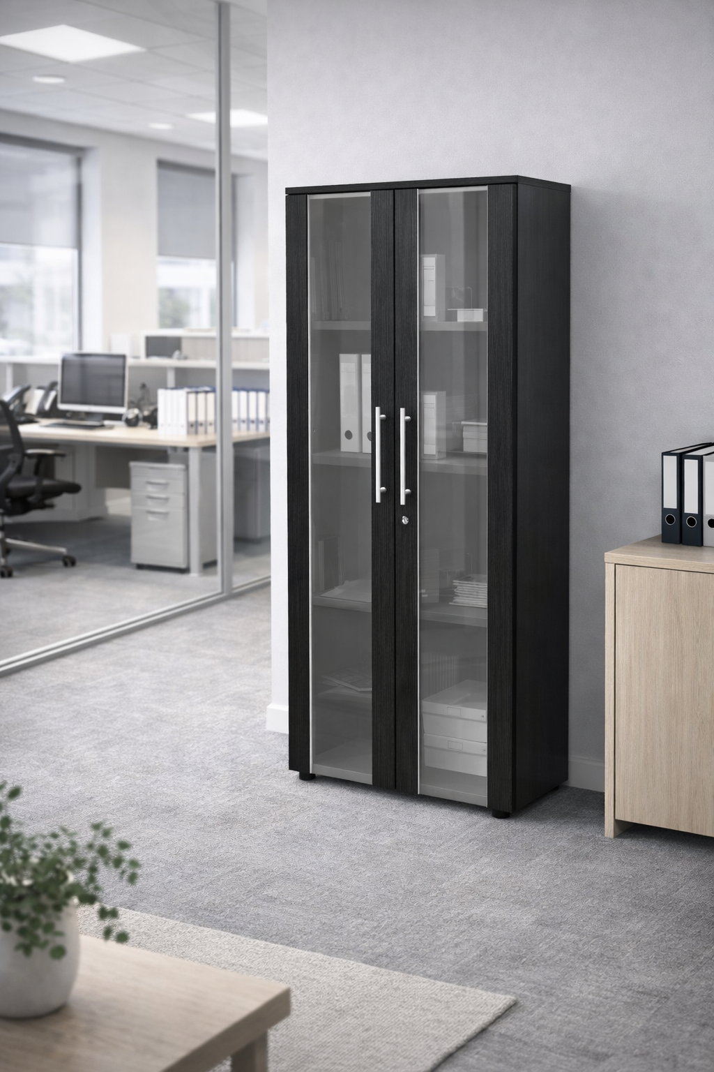 Armoire haute Flora Portes vitrées - Rangement Design Éco-Responsable