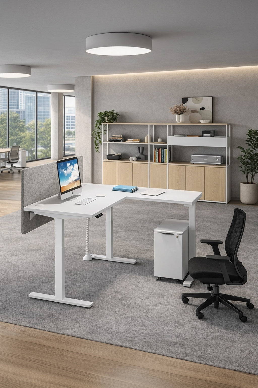 Bureau assis-debout électrique Top & Down avec retour – 2 moteurs