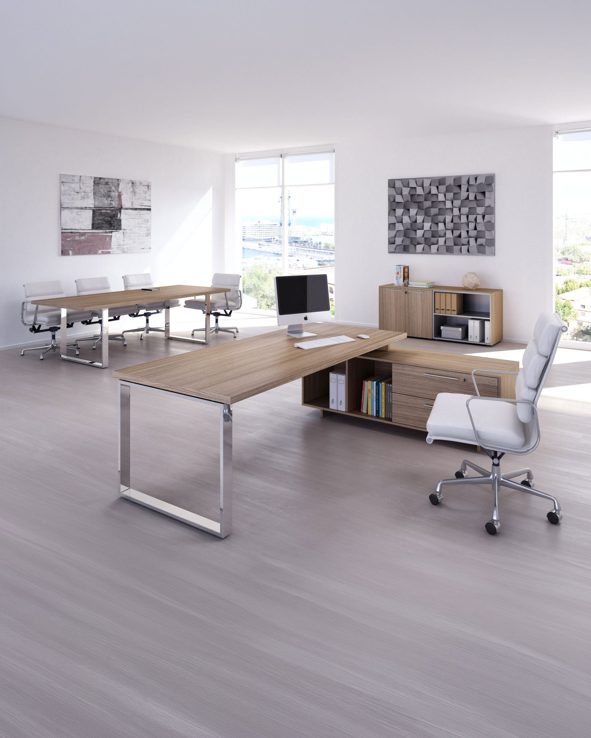 Bureau de direction Flora sur console - Pieds métal chromés