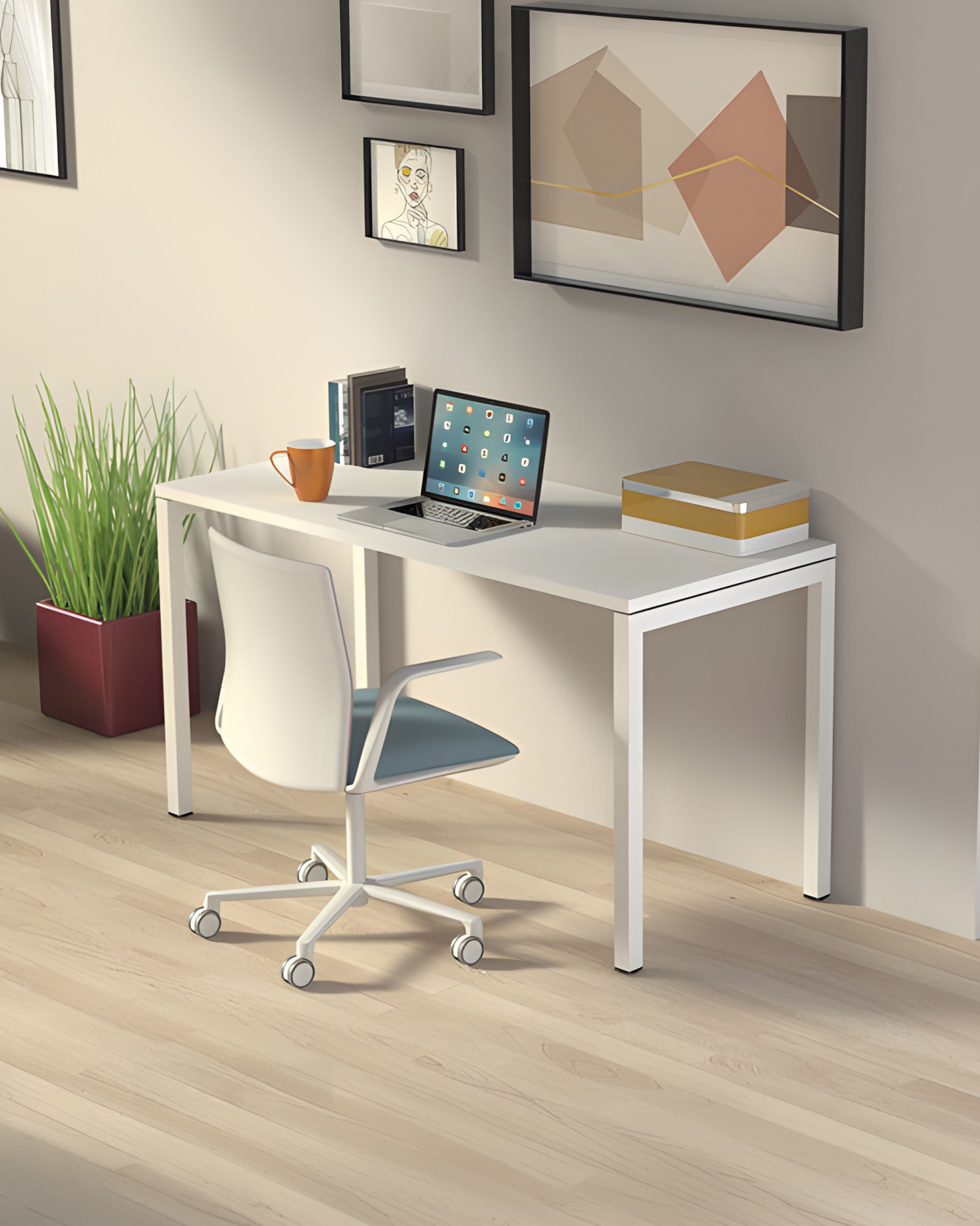 Bureau individuel Budget Plus – Profondeur 60 cm – Plateau antibactérien