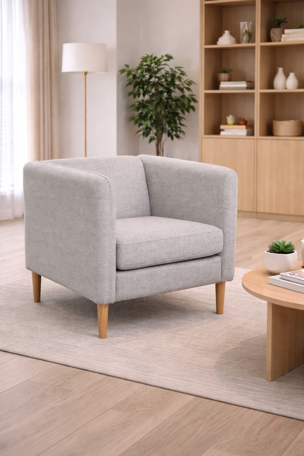 Fauteuil d'accueil Kanto pieds bois – Design Scandinave