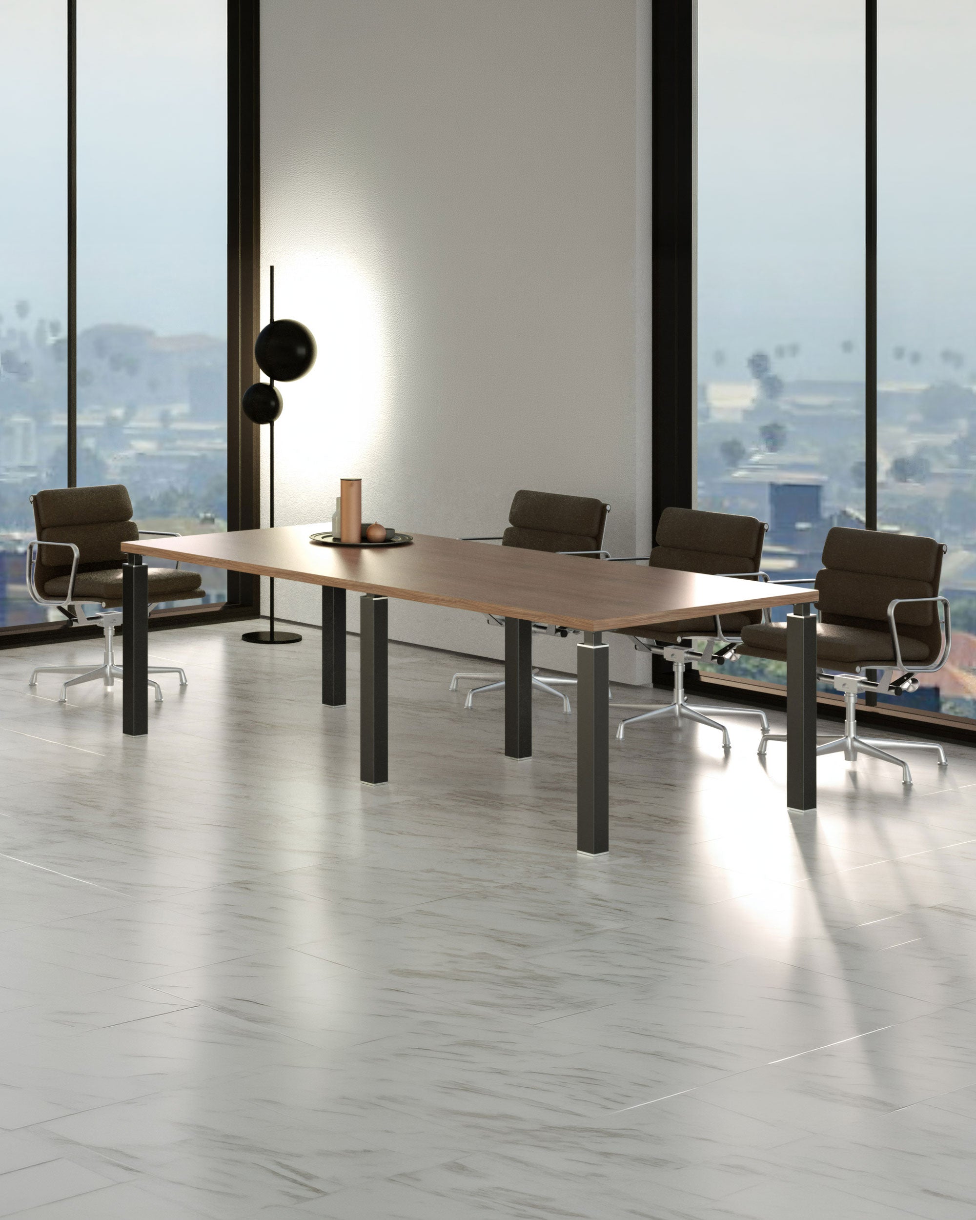 Table de réunion Quatro – 220 x 100 cm – Pieds métal carrés