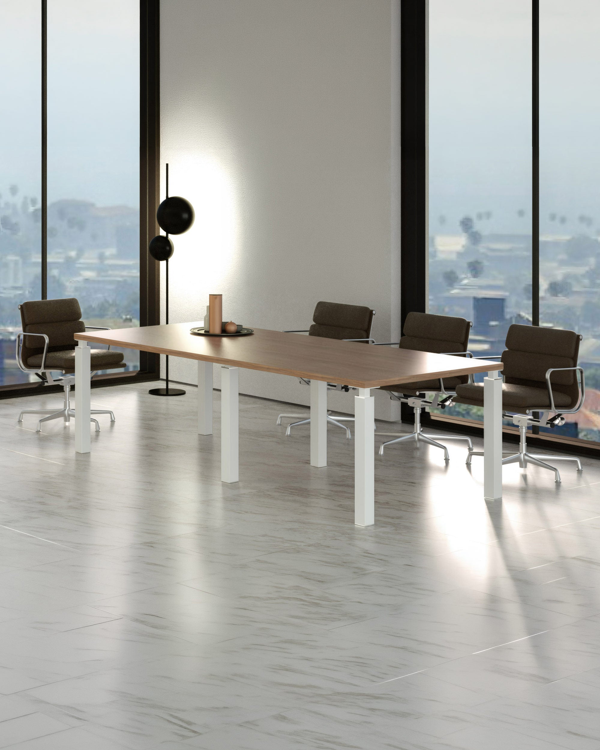 Table de réunion Quatro – 220 x 100 cm – Pieds métal carrés