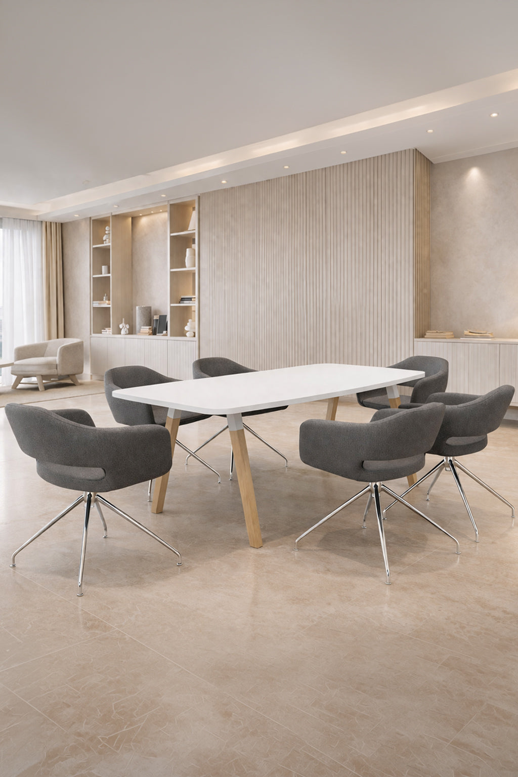 Table de réunion tonneau 6 personnes - Gamme professionnelle Oslo