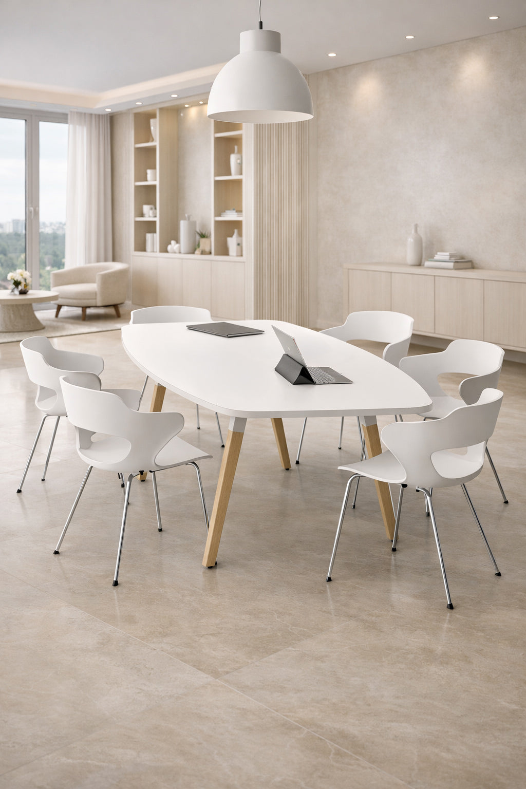 Table de réunion tonneau 6 personnes - Gamme professionnelle Oslo