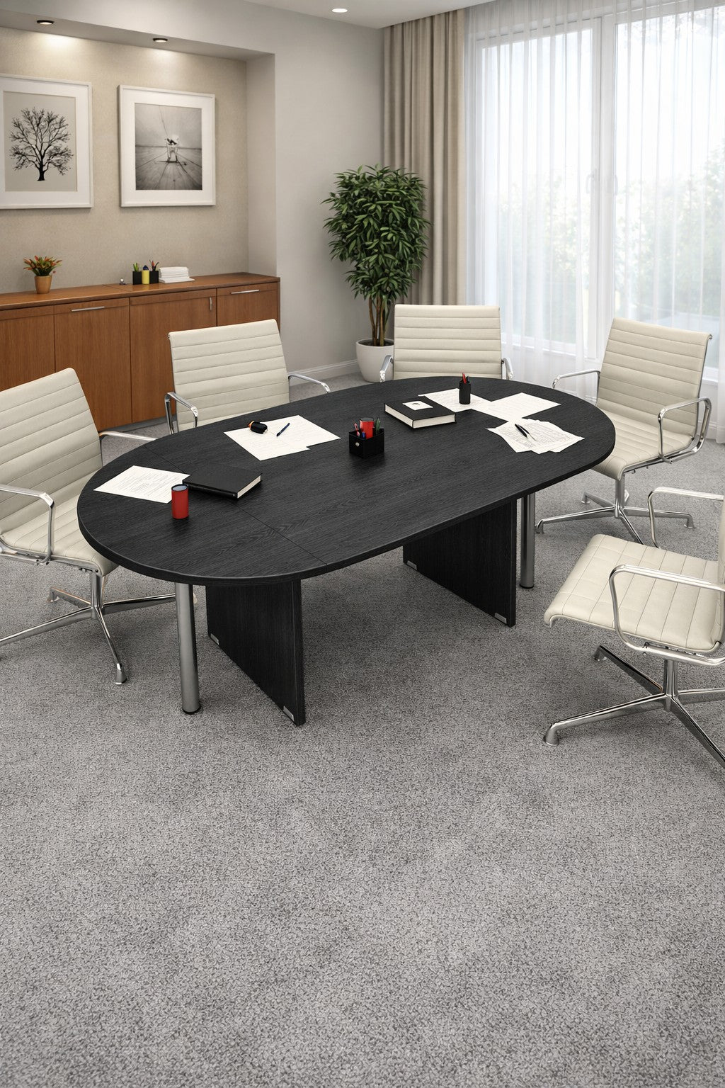 Table de réunion professionnelle ovale 6 à 8 personnes – Gamme Budget