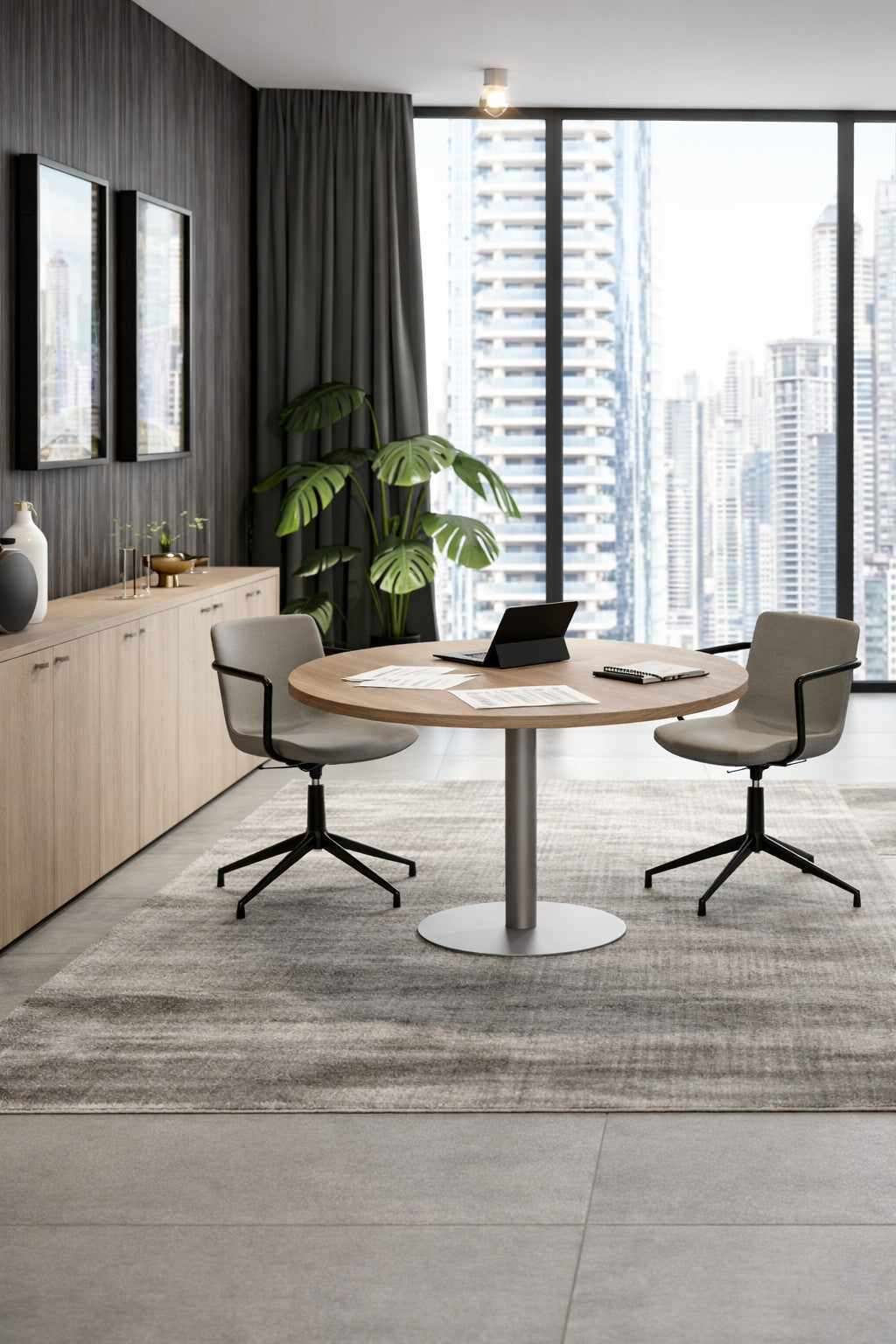 Table de réunion ronde - Gamme professionnelle Curvy / Express Plus