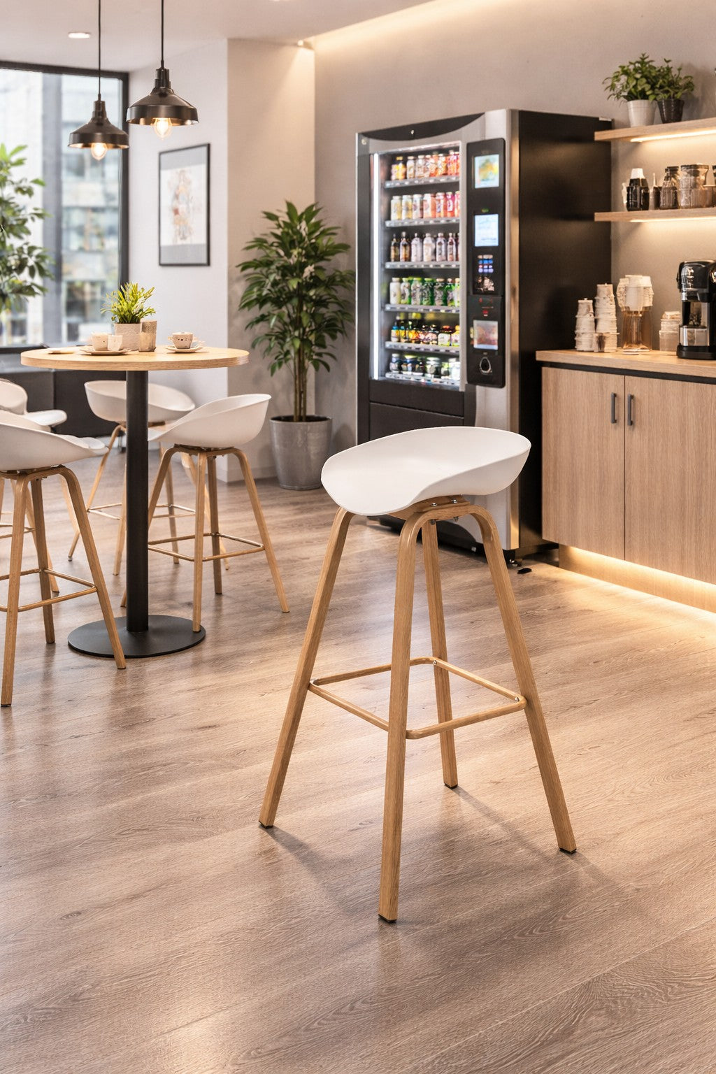 Tabouret haut professionnel Jarod – Design scandinave pour cafétéria et espaces détente