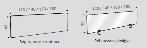 Cloison frontale acoustique pour bureau Bench double