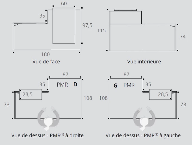 Banque d'accueil Half double