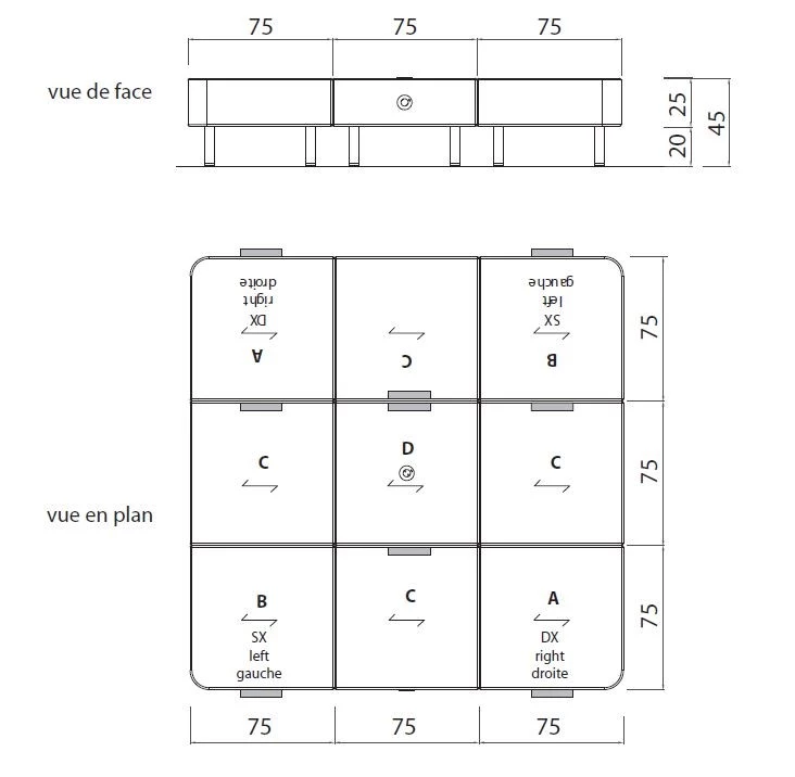 Ensemble de poufs connectés Workspace