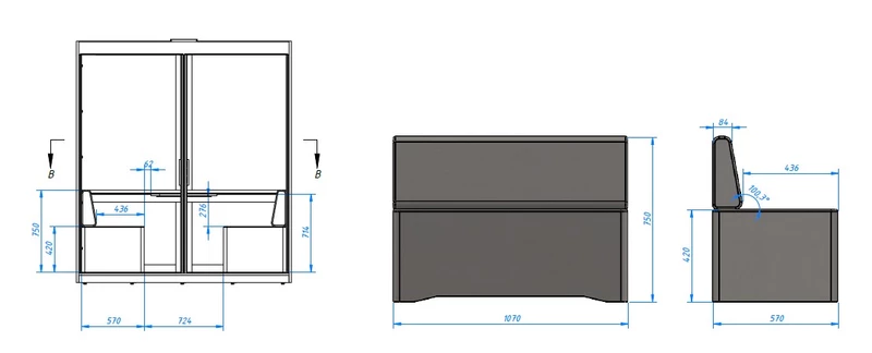 Canapé pour cabine acoustique de réunion NO SOUND