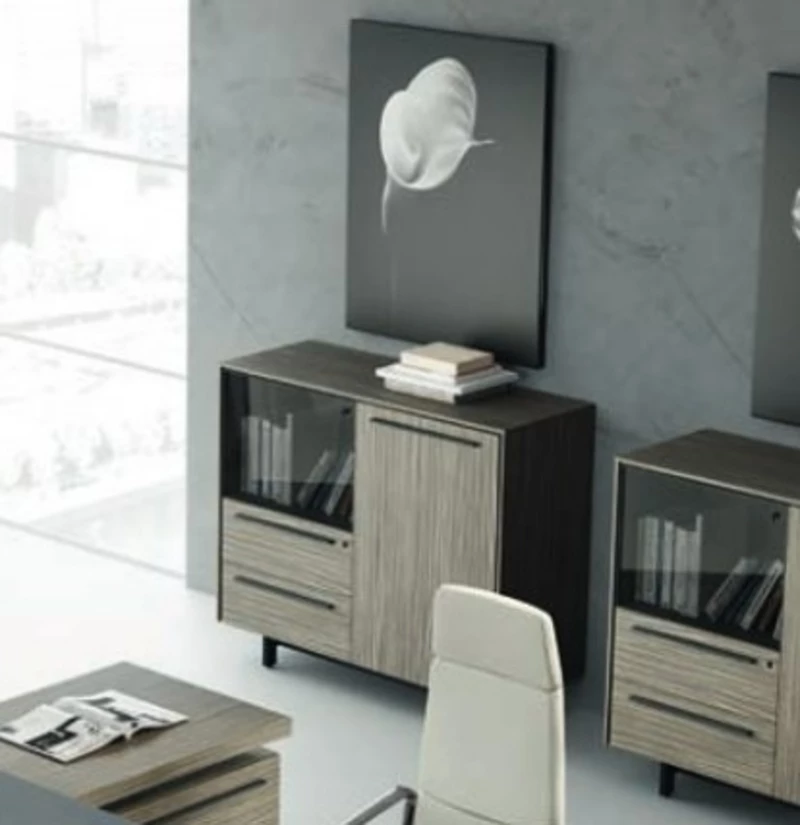 Armoire mi-haute Executive One 1 porte vitrée