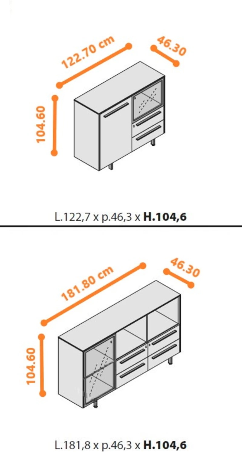 Armoire mi-haute Executive One 1 porte vitrée