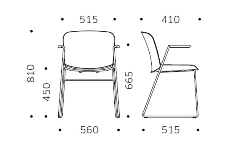 Lot de 2 chaises Libra pieds luge et accoudoirs