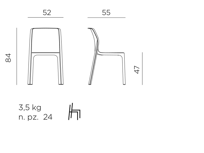 Lot de 6 chaises de collectivité Bit