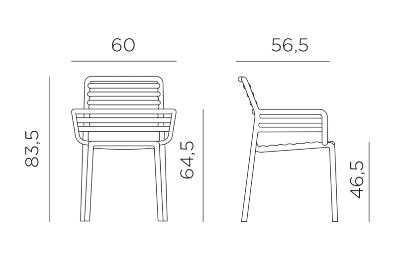 Lot de 6 chaises de collectivité Doga