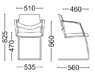 Lot de 2 sièges de réunion Malte avec assise capitonnée