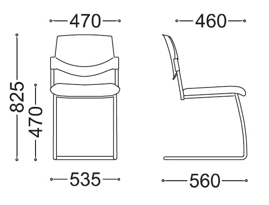 Lot de 2 sièges de réunion Malte avec assise capitonnée