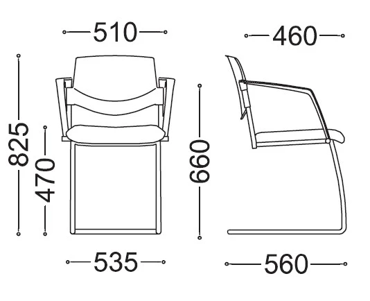 Lot de 2 sièges de réunion Malte avec assise capitonnée