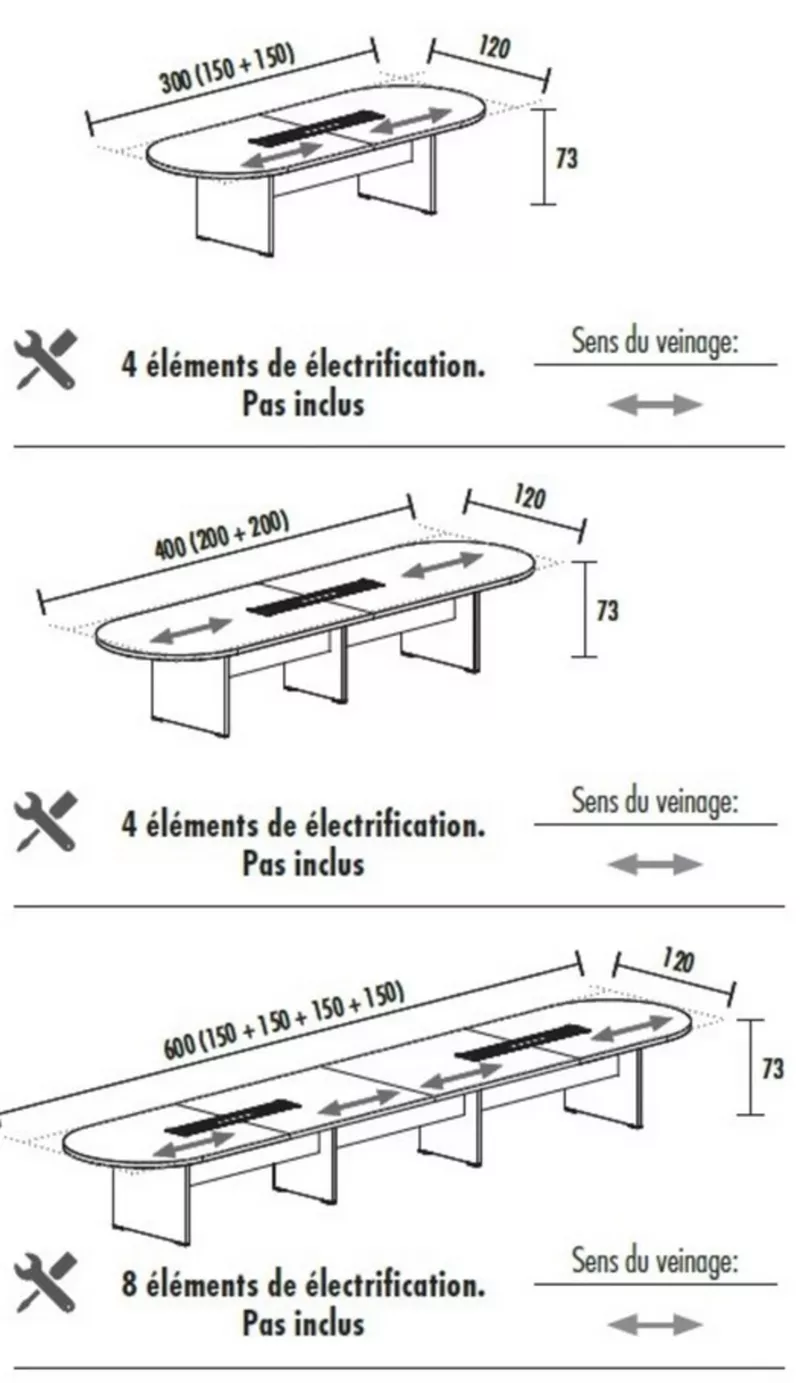 Table de réunion ovale Olympe 