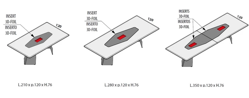 Table de réunion Unique avec insert 3D Foil