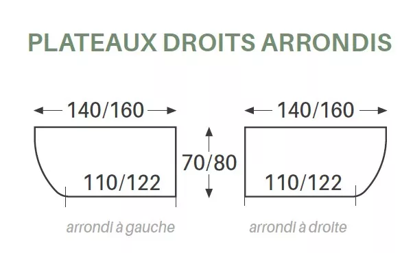 Table d'angle abattante arrondie Evolution